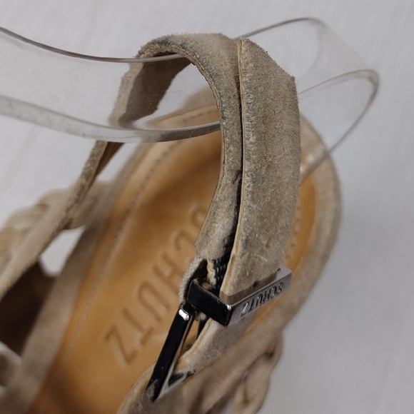 SCHUTZ Beige Braided Straps Boho Resort Cork Wedge Sandals - Picture 9 of 16